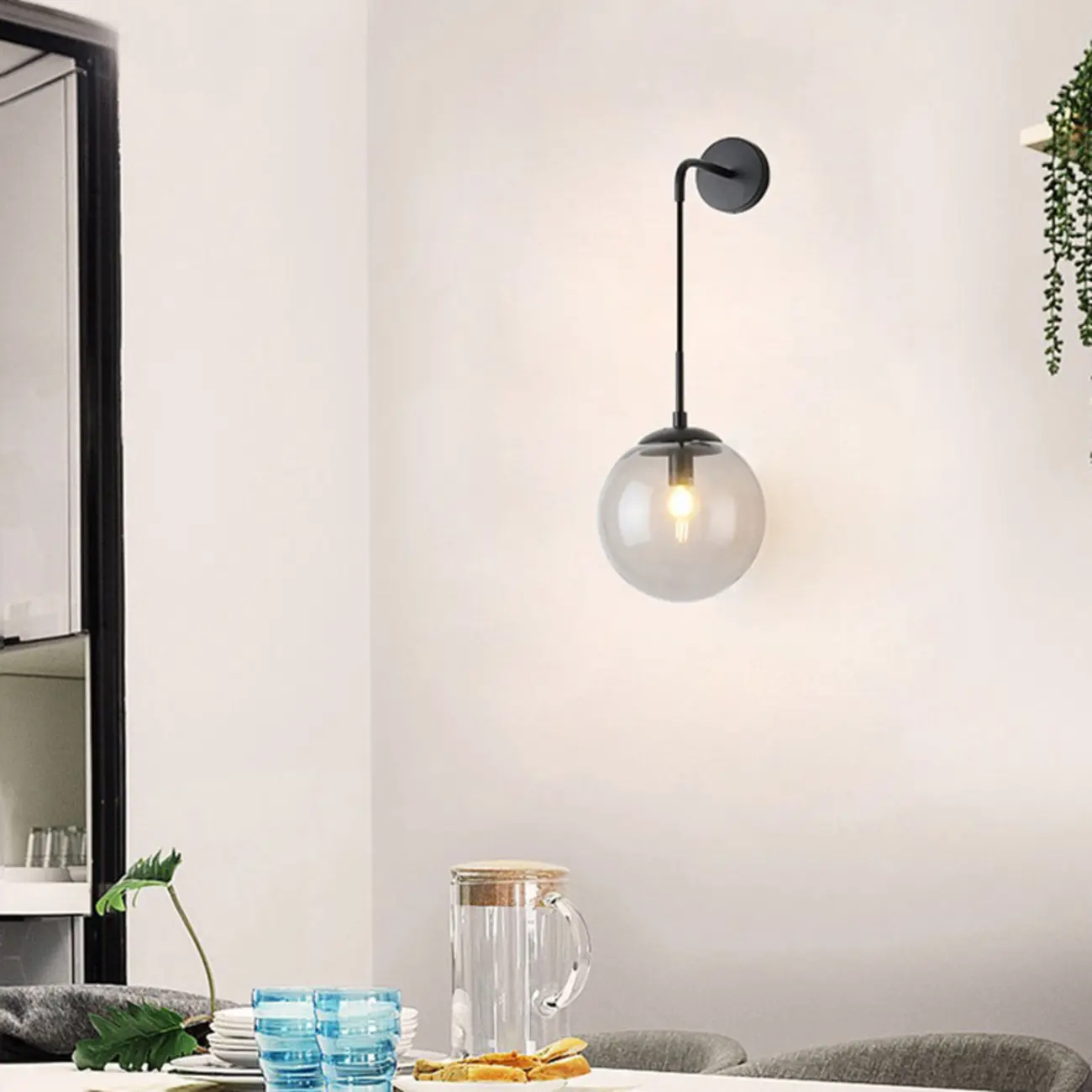 Modern Globe Wall Sconce with Clear Glass Shade Image - 17 | homeyfad