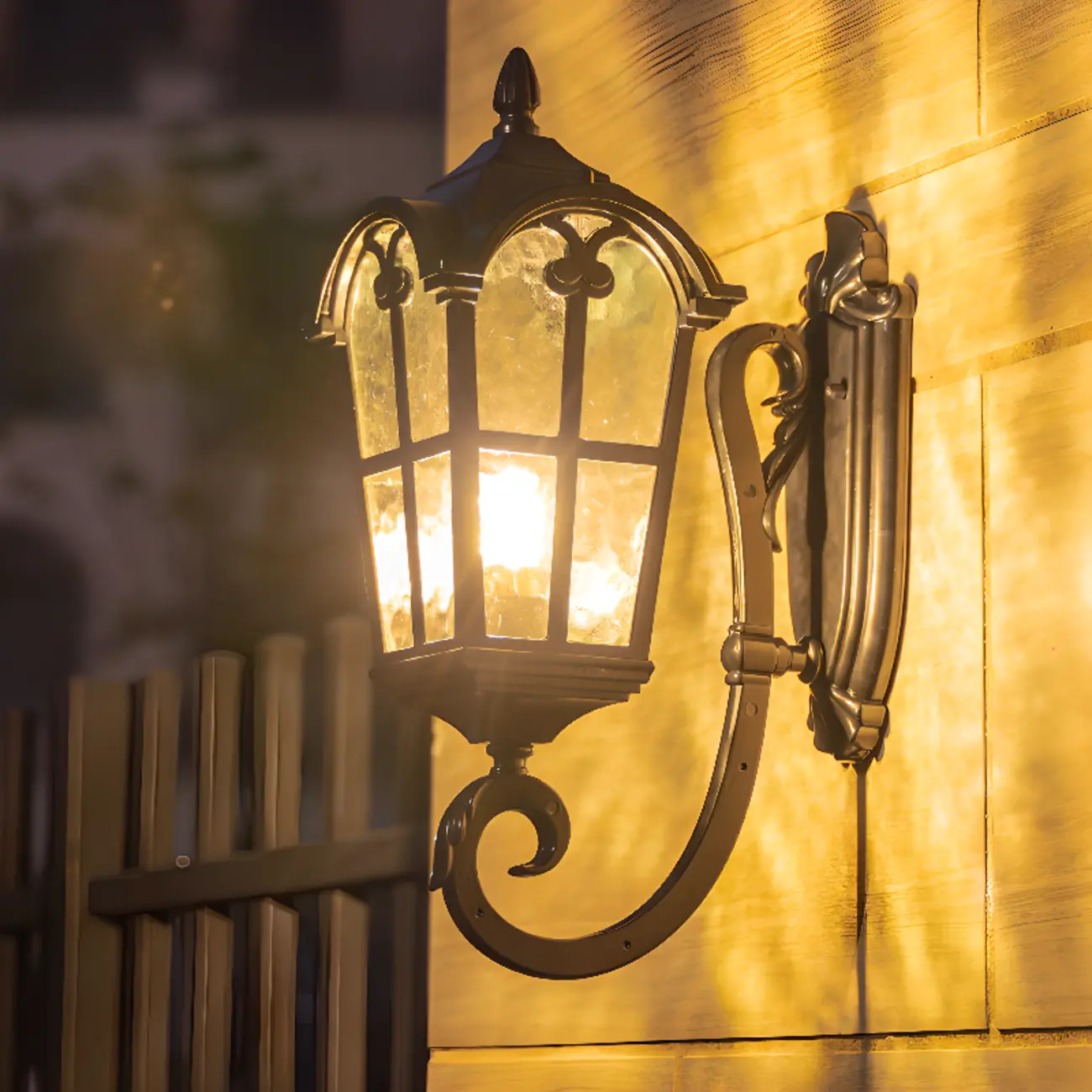 Industrial Curved Arm Black Outdoor Wall Lantern Sconce Image - 1 | homeyfad