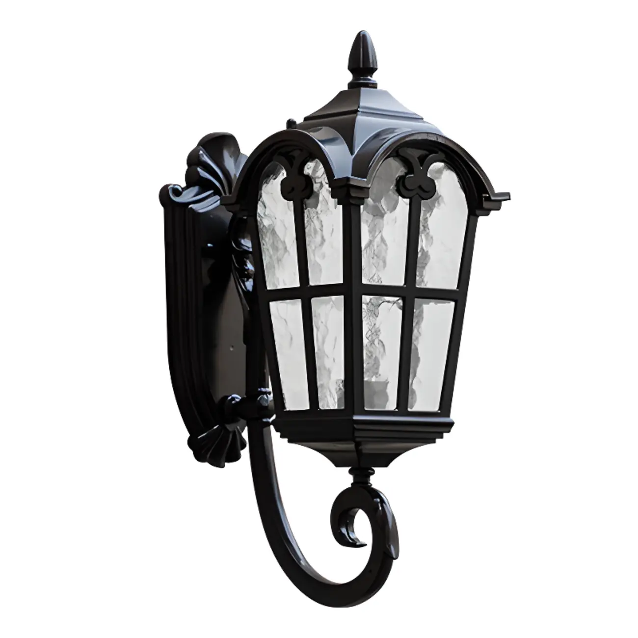 Industrial Curved Arm Black Outdoor Wall Lantern Sconce Image - 4 | homeyfad