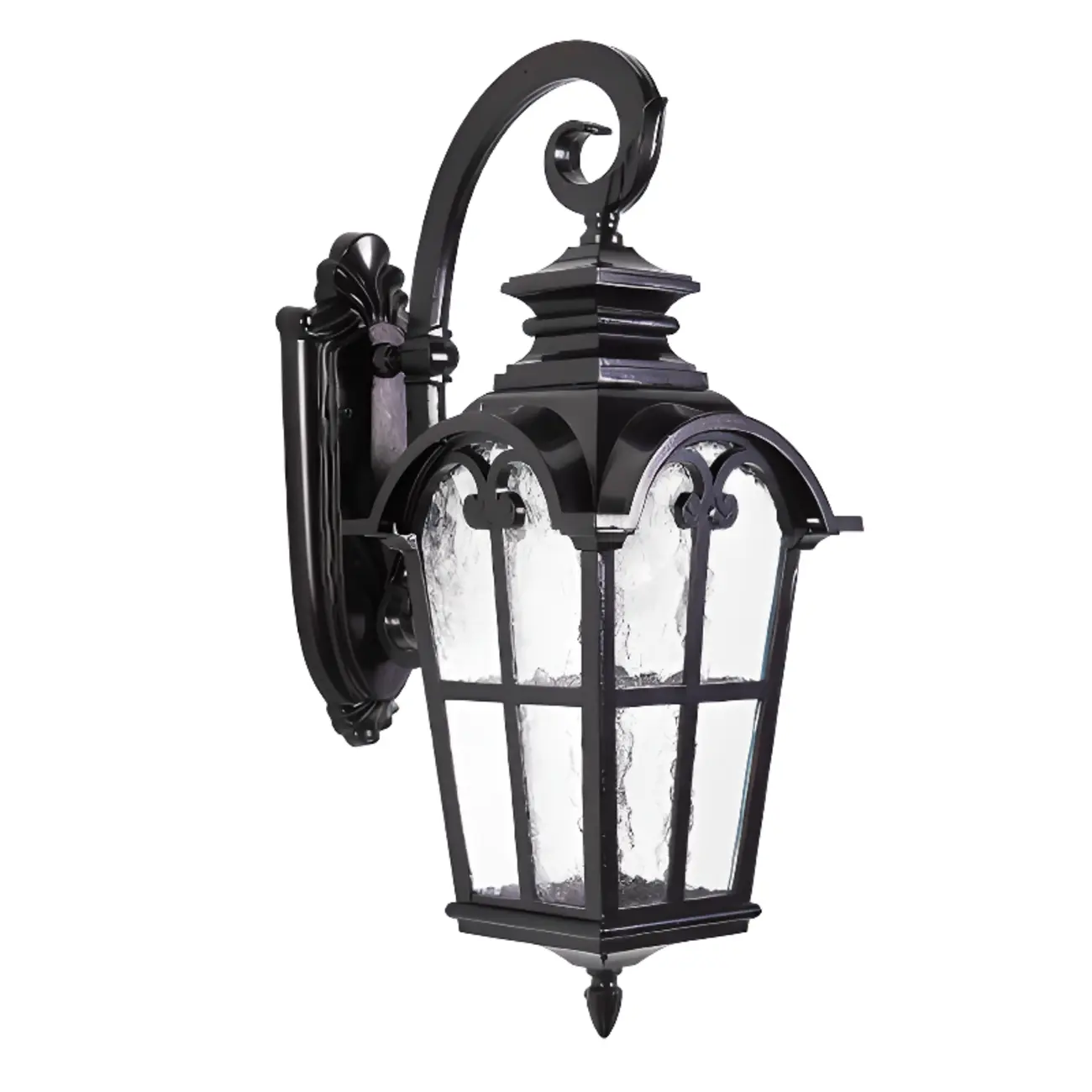 Industrial Curved Arm Black Outdoor Wall Lantern Sconce Image - 5 | homeyfad