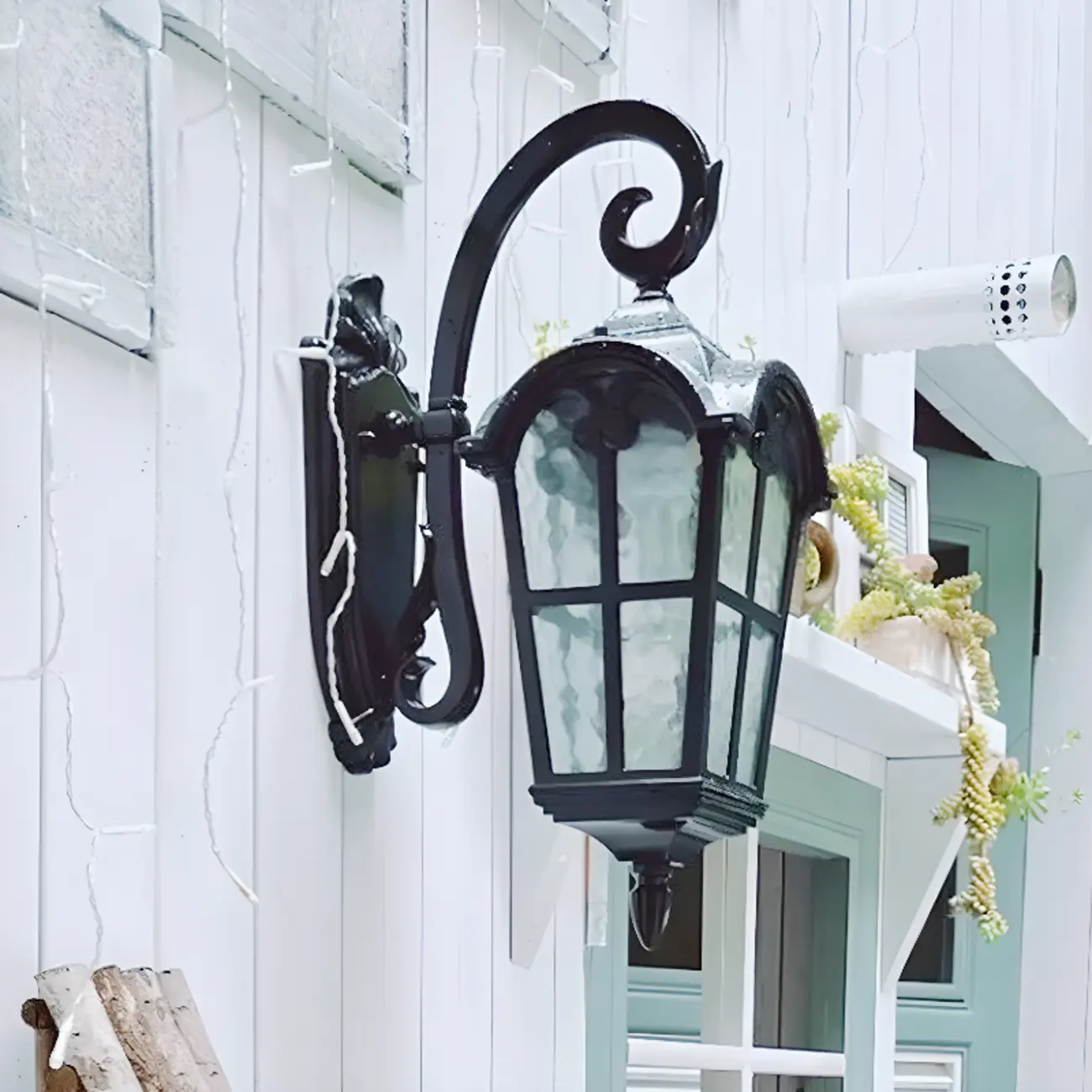 Industrial Curved Arm Black Outdoor Wall Lantern Sconce Image - 3 | homeyfad