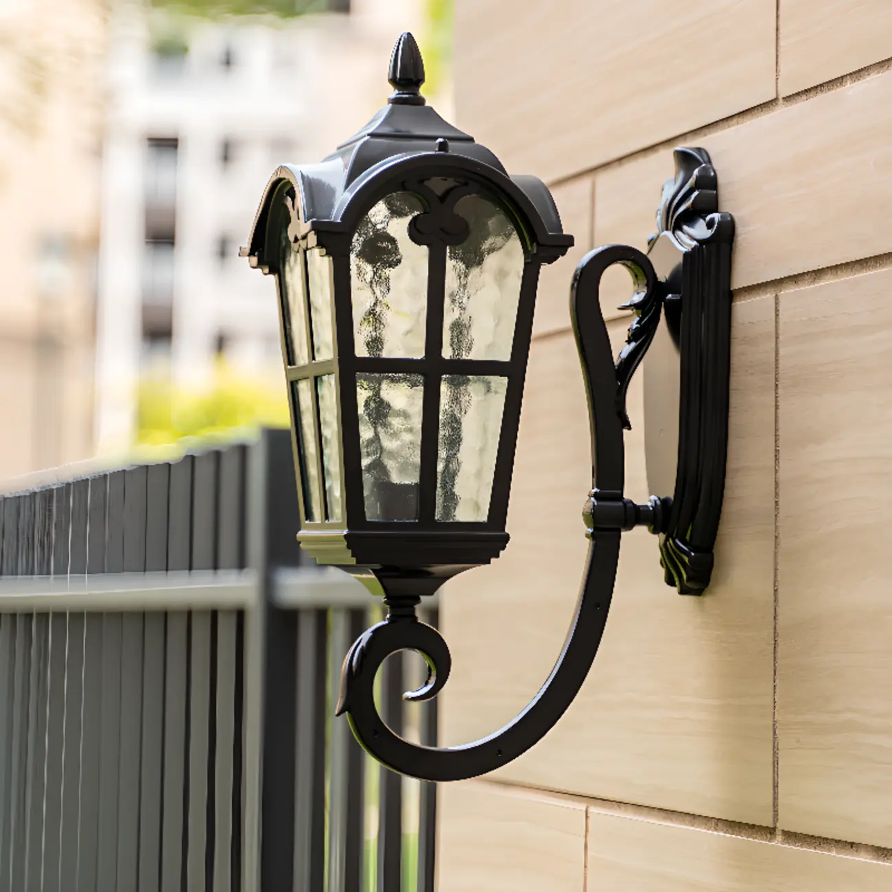 Industrial Curved Arm Black Outdoor Wall Lantern Sconce Image - 2 | homeyfad
