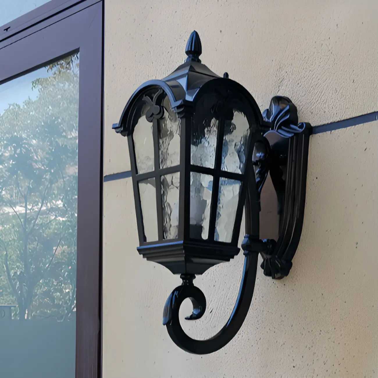 Industrial Curved Arm Black Outdoor Wall Lantern Sconce Image - 6 | homeyfad