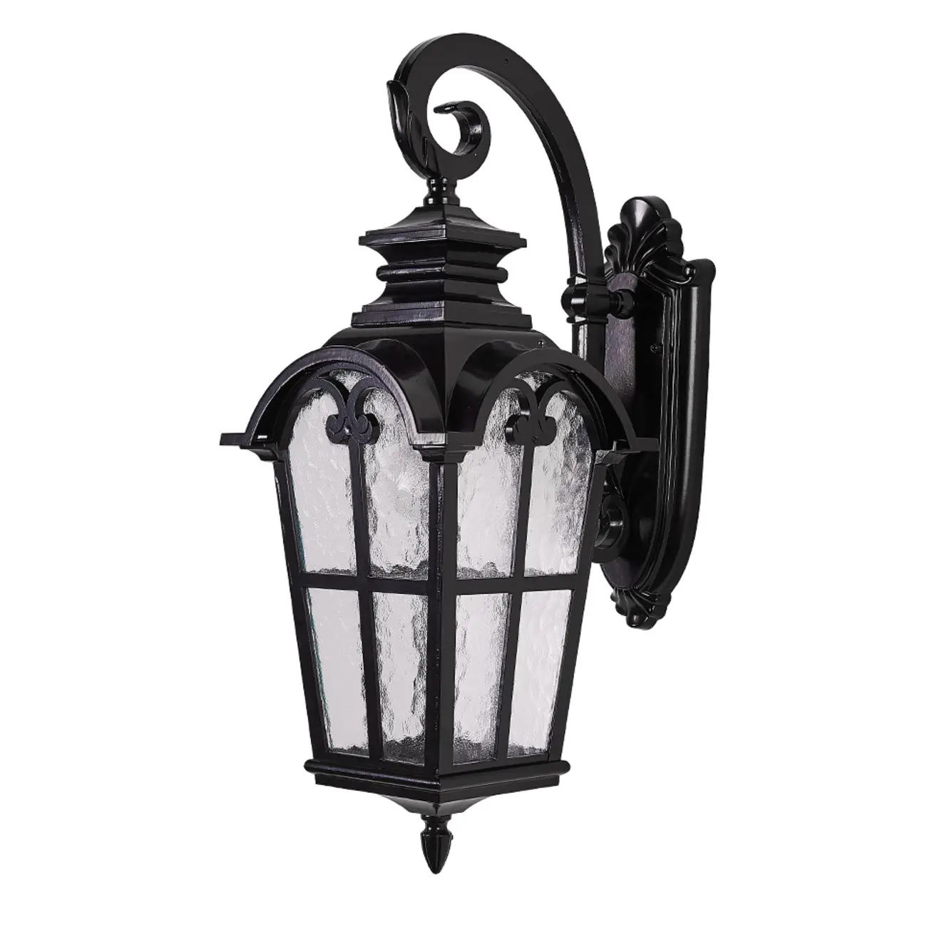 Industrial Curved Arm Black Outdoor Wall Lantern Sconce Image - 7 | homeyfad