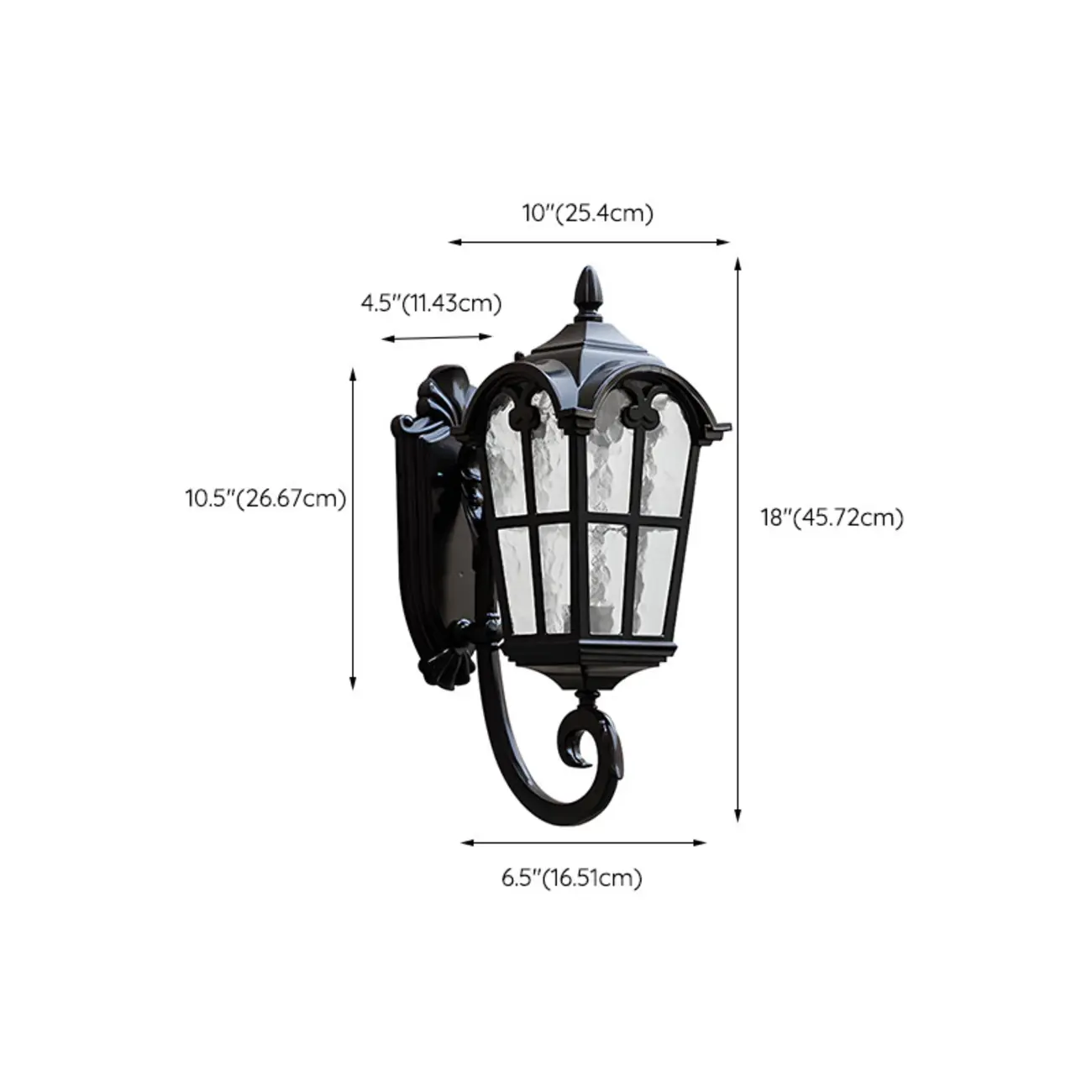 Industrial Curved Arm Black Outdoor Wall Lantern Sconce #size | homeyfad