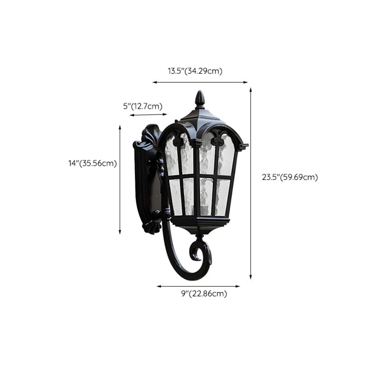 Industrial Curved Arm Black Outdoor Wall Lantern Sconce Image - 13 | homeyfad