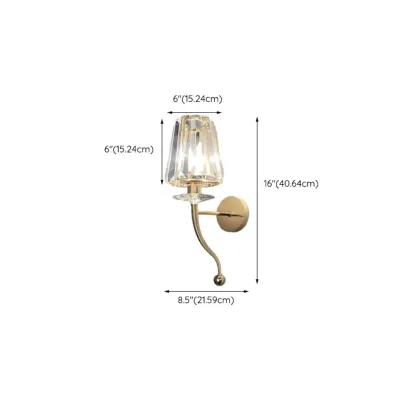 Elegant Crystal Smooth Gilded Metal Wall Sconce #size