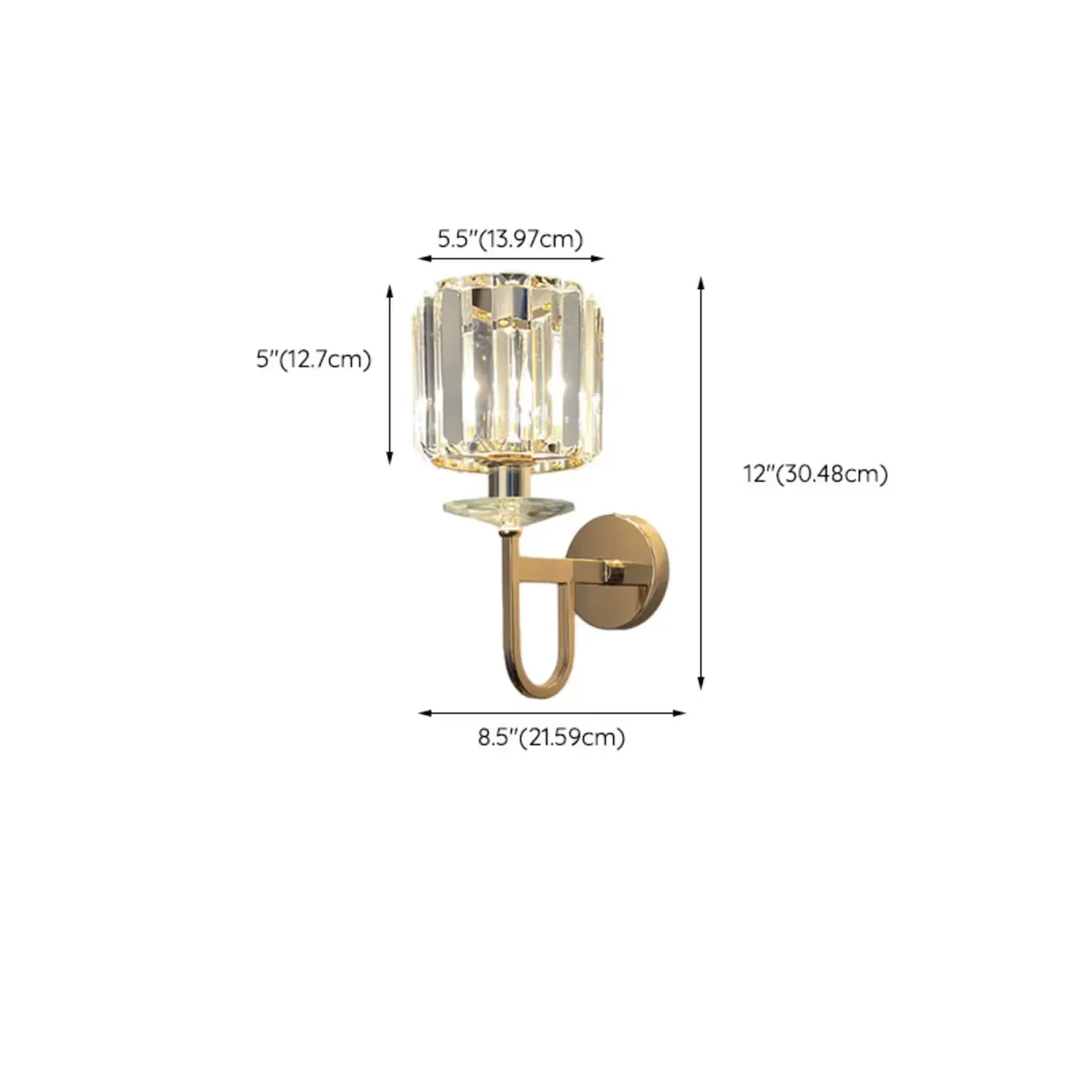 Elegant Crystal Smooth Gilded Metal Wall Sconce Image - 17