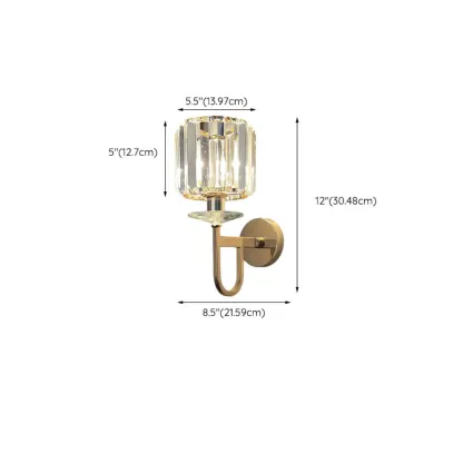 Elegant Crystal Smooth Gilded Metal Wall Sconce Image - 17