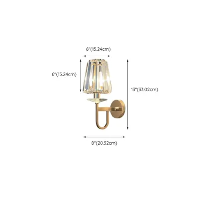 Elegant Crystal Smooth Gilded Metal Wall Sconce Image - 19