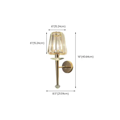 Elegant Crystal Smooth Gilded Metal Wall Sconce Image - 20