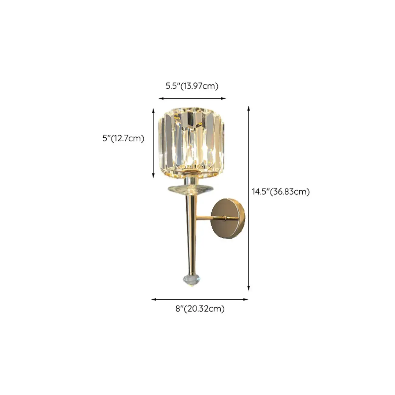 Elegant Crystal Smooth Gilded Metal Wall Sconce Image - 21