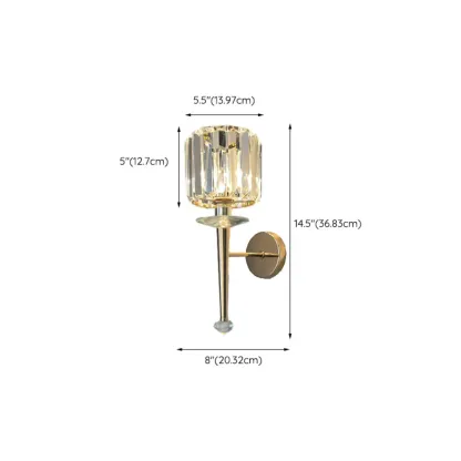 Elegant Crystal Smooth Gilded Metal Wall Sconce Image - 21