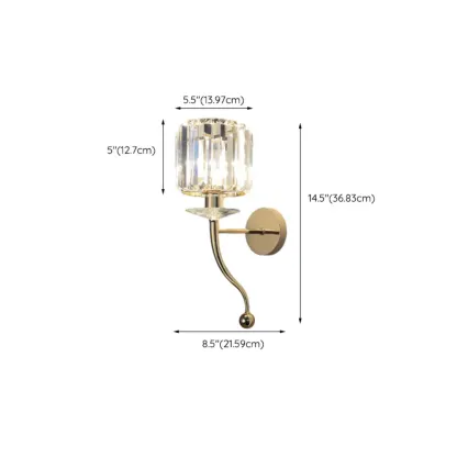 Elegant Crystal Smooth Gilded Metal Wall Sconce Image - 22