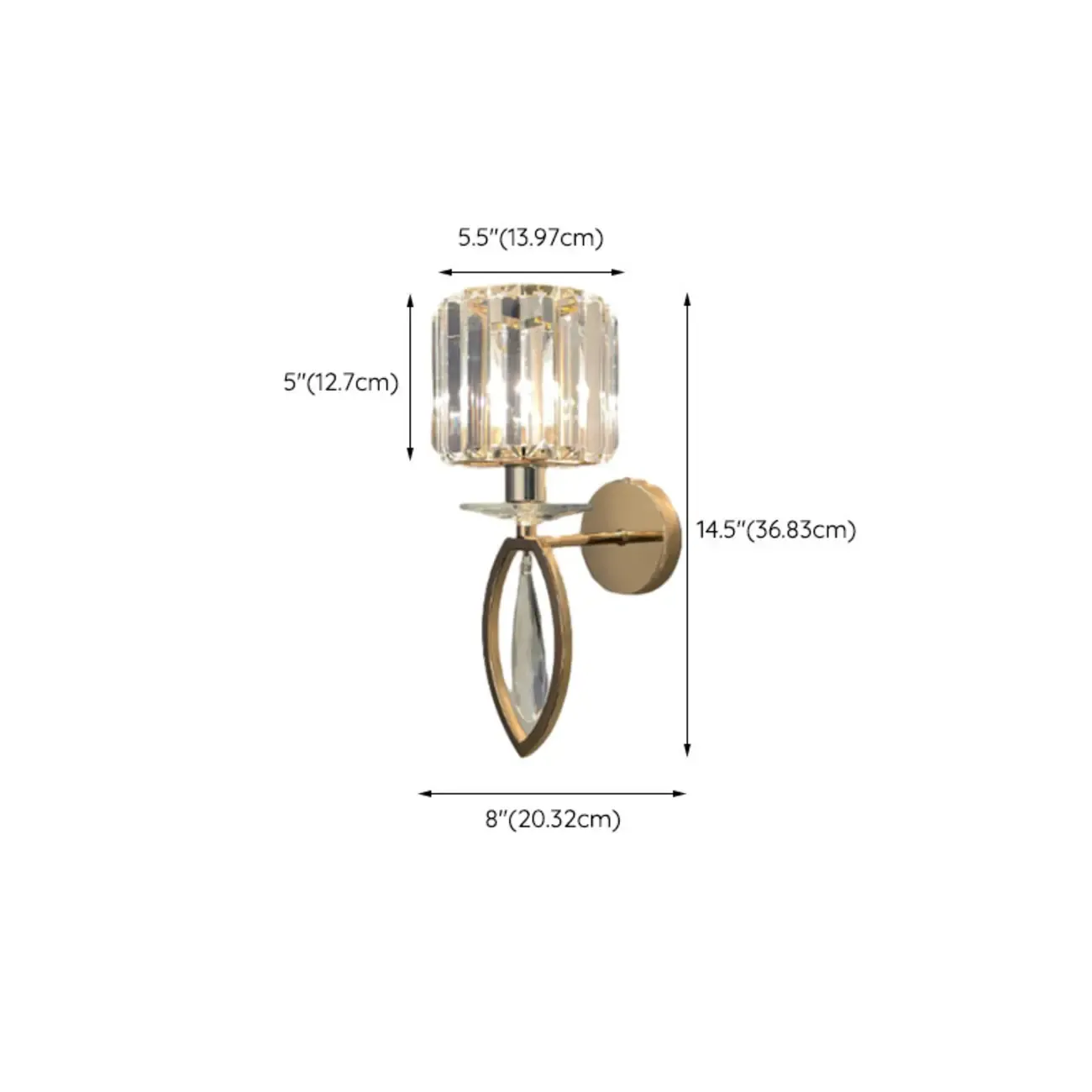 Elegant Crystal Smooth Gilded Metal Wall Sconce Image - 23