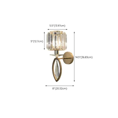 Elegant Crystal Smooth Gilded Metal Wall Sconce Image - 23