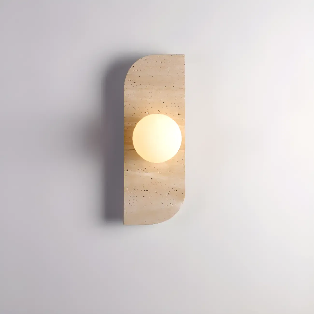 Modern Beige Stone Glass Globe Ambient Wall Sconce Image - 2