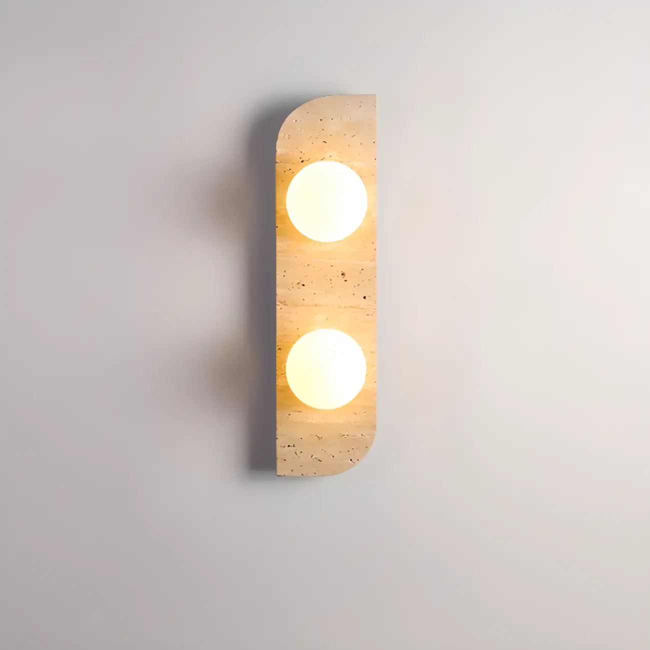 Modern Beige Stone Glass Globe Ambient Wall Sconce Image - 3