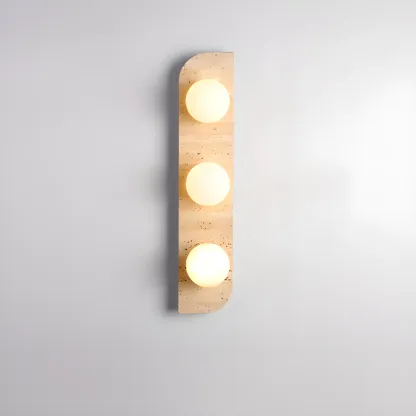 Modern Beige Stone Glass Globe Ambient Wall Sconce Image - 4