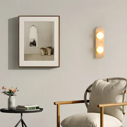 Modern Beige Stone Glass Globe Ambient Wall Sconce Image - 6