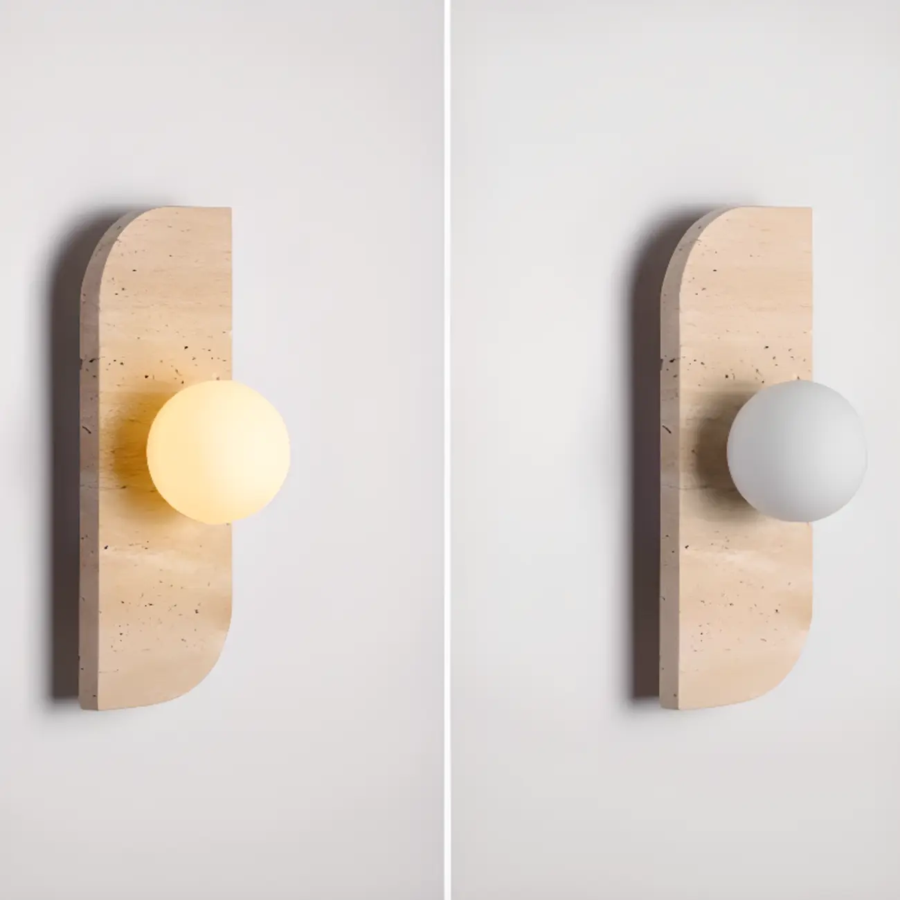 Modern Beige Stone Glass Globe Ambient Wall Sconce Image - 8 | homeyfad