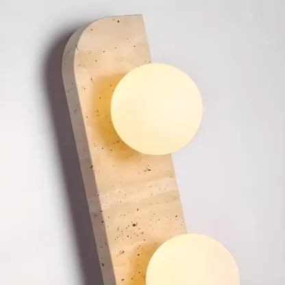 Modern Beige Stone Glass Globe Ambient Wall Sconce Image - 12