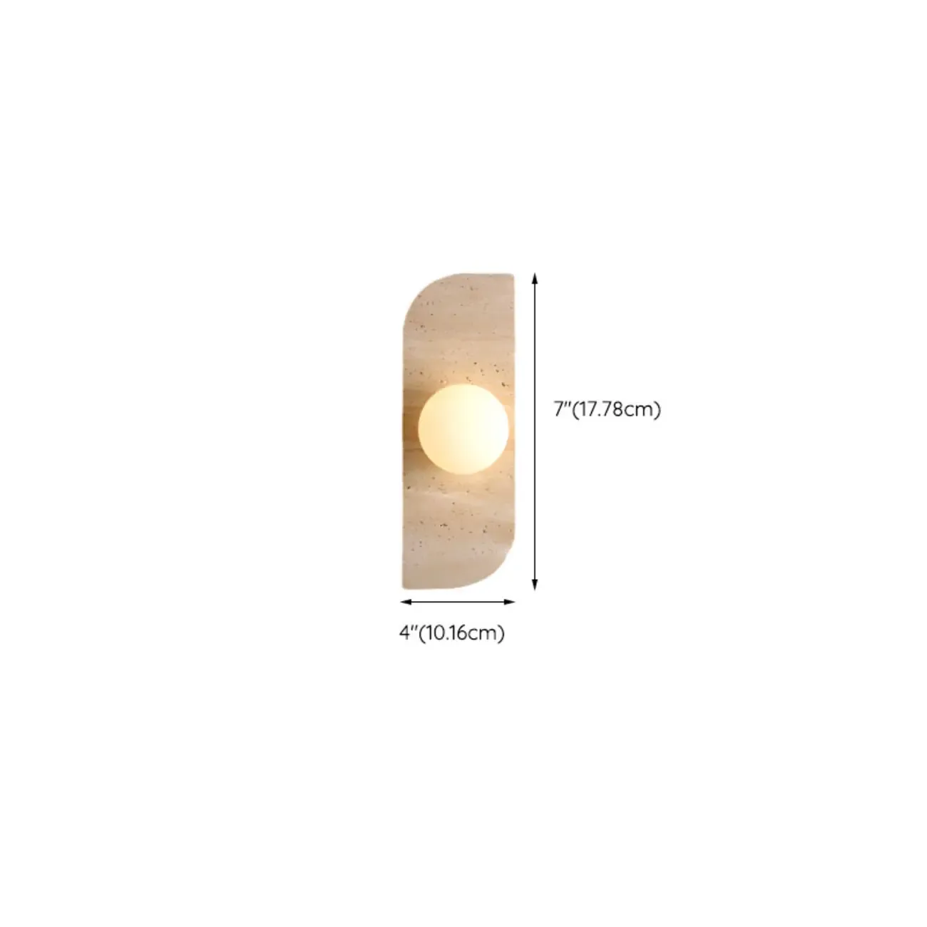 Modern Beige Stone Glass Globe Ambient Wall Sconce #size