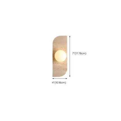 Modern Beige Stone Glass Globe Ambient Wall Sconce #size