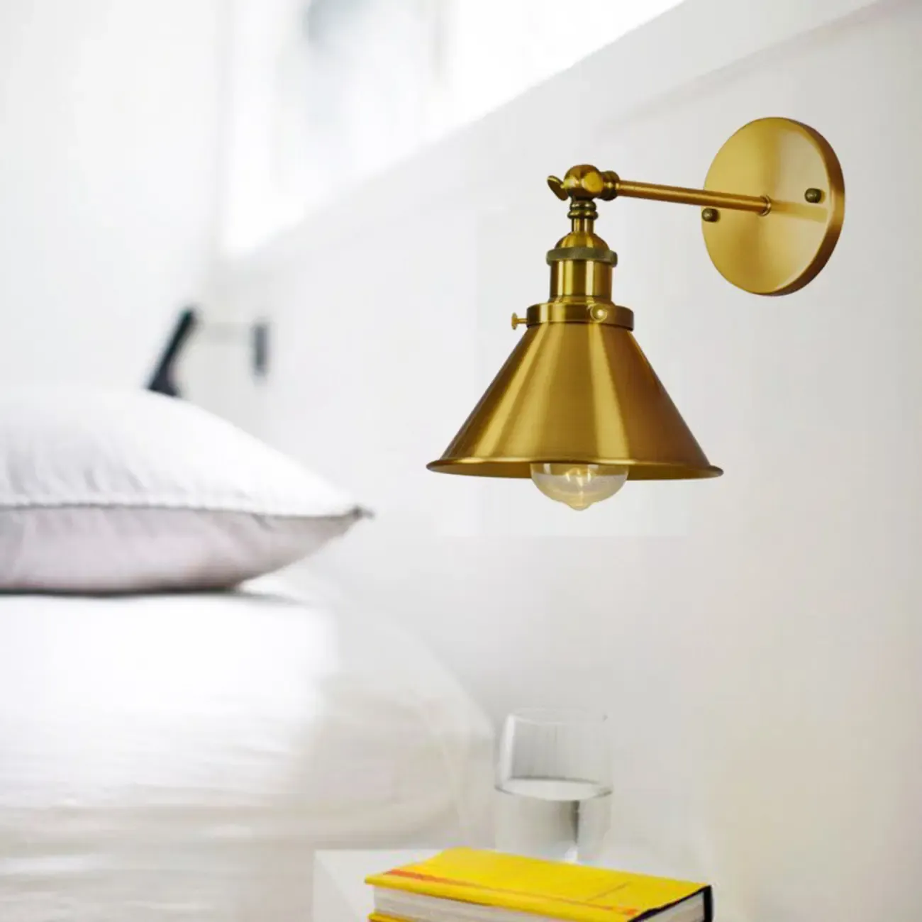 Steampunk Gold Cone Wall Sconce for Modern Decor Image - 5