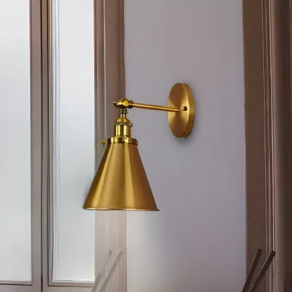 Steampunk Gold Cone Wall Sconce for Modern Decor Image - 6
