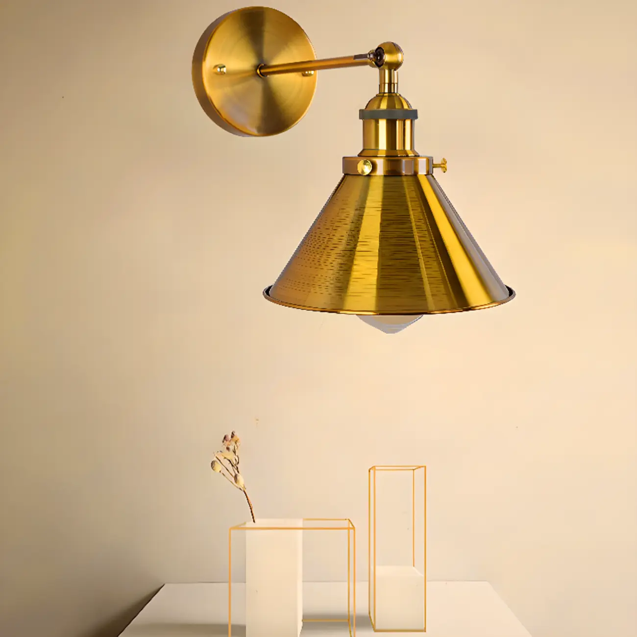 Steampunk Gold Cone Wall Sconce for Modern Decor Image - 3 | homeyfad