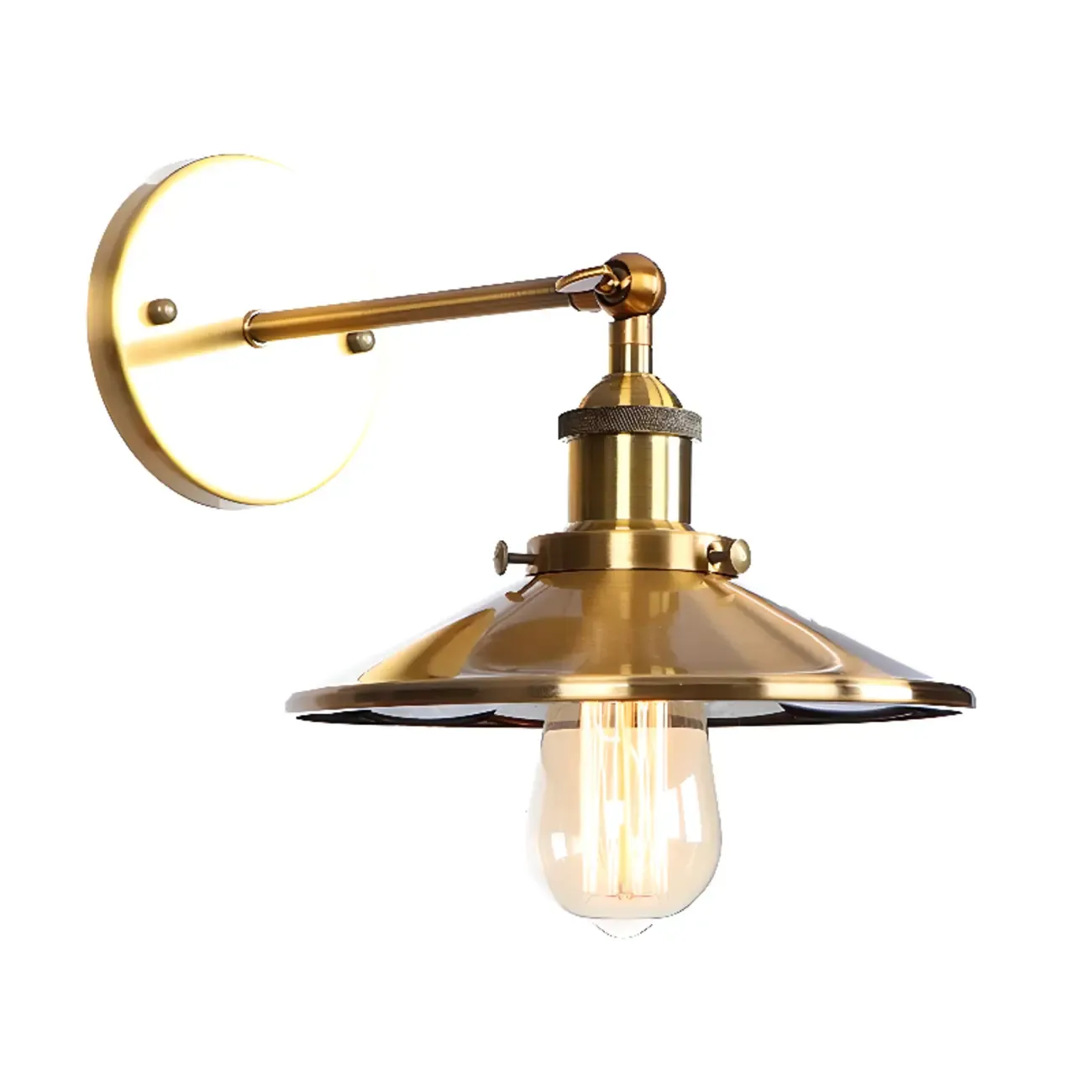 Steampunk Gold Cone Wall Sconce for Modern Decor Image - 11