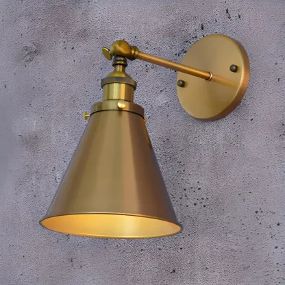 Steampunk Gold Cone Wall Sconce for Modern Decor Image - 14