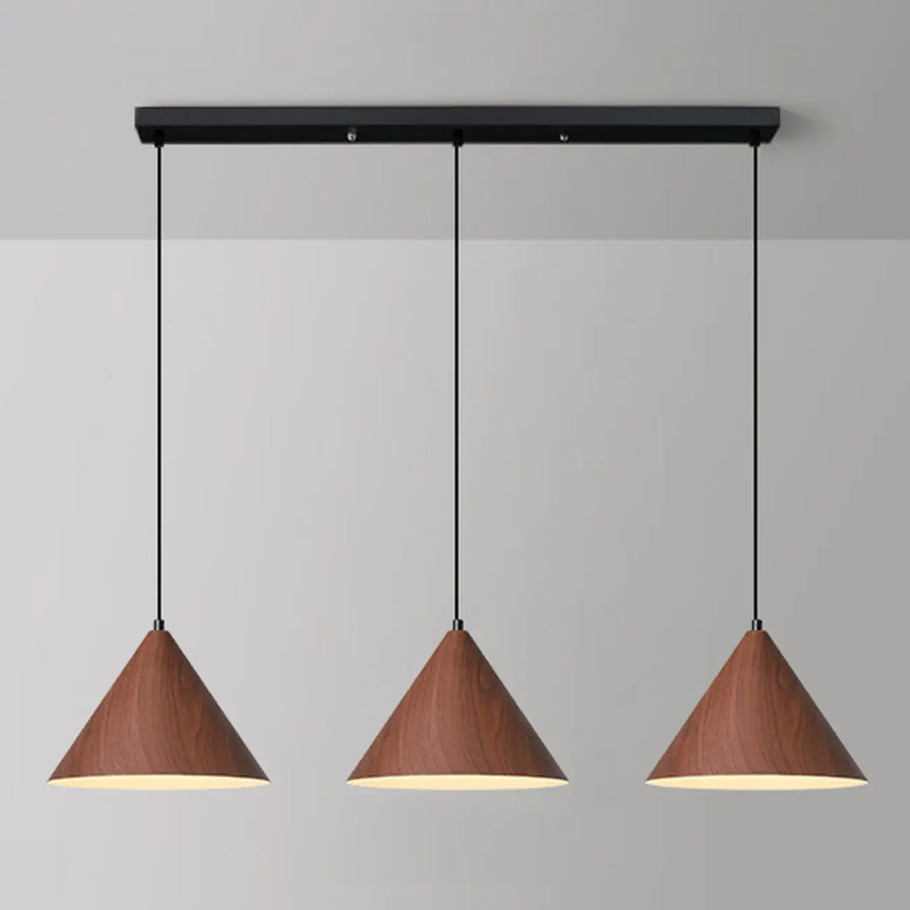 Modern Walnut Wood Conical Island Pendant Light Image - 2 | homeyfad