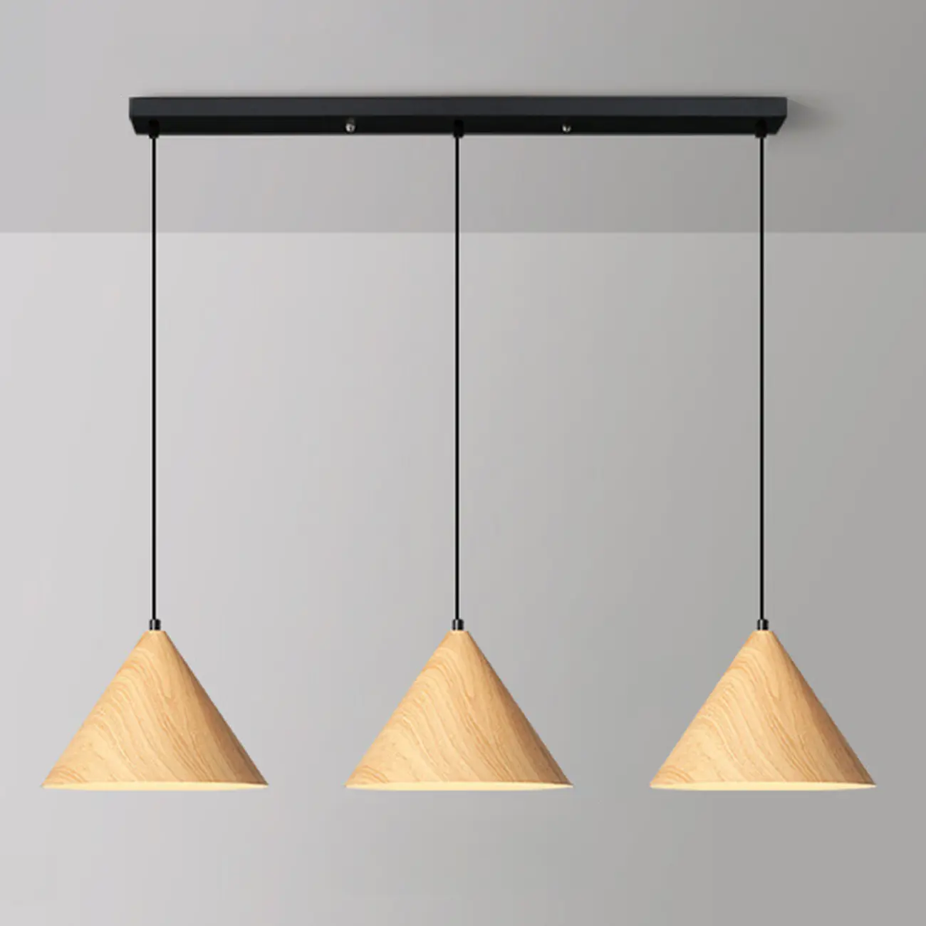 Modern Walnut Wood Conical Island Pendant Light Image - 1 | homeyfad