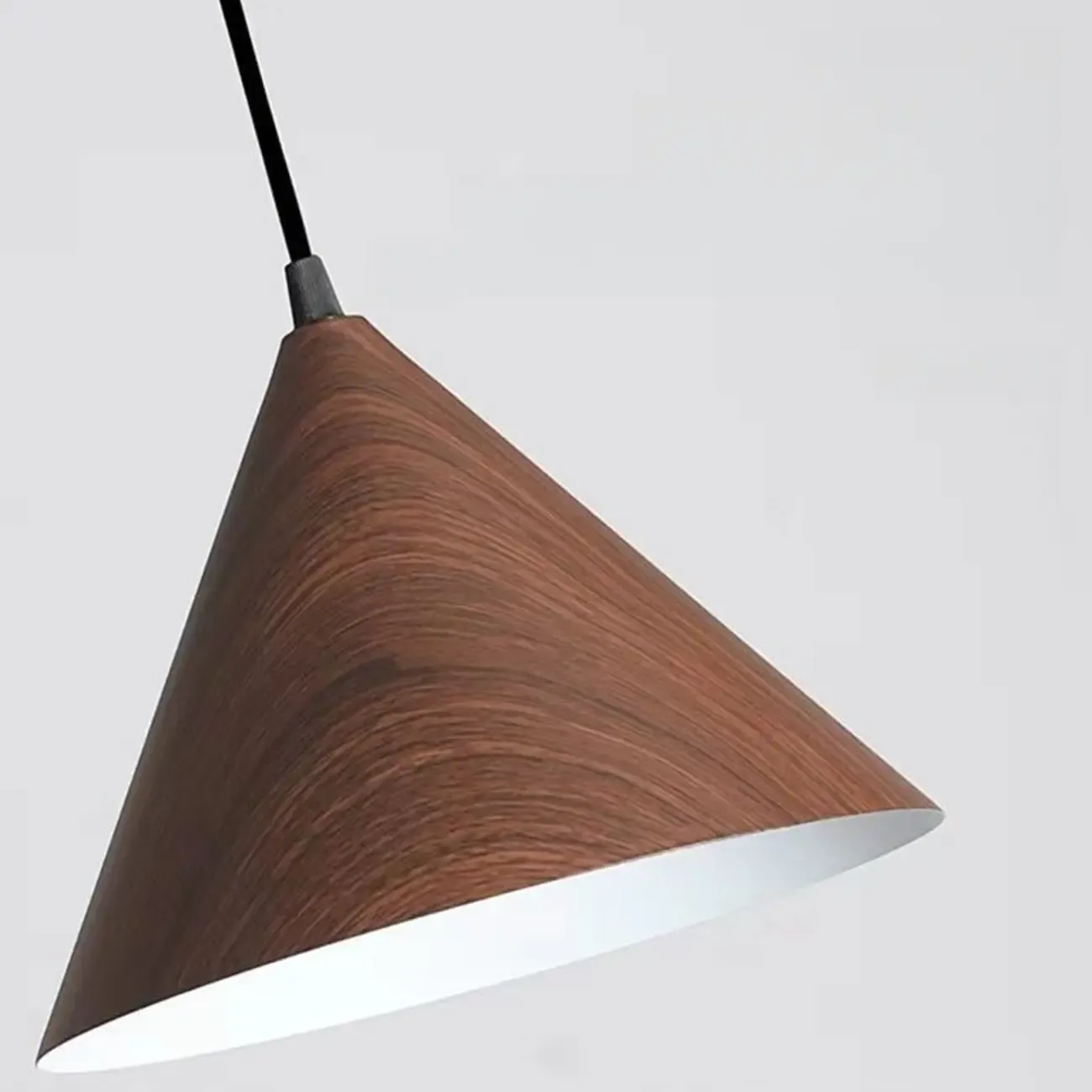 Modern Walnut Wood Conical Island Pendant Light Image - 5