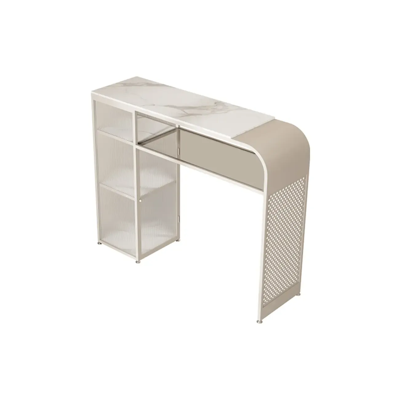 Modern White Stone Top Bar Tables with Storage Image - 3