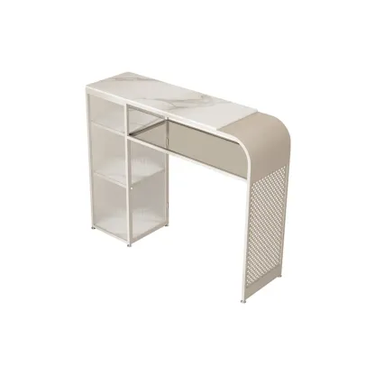 Modern White Stone Top Bar Tables with Storage Image - 3
