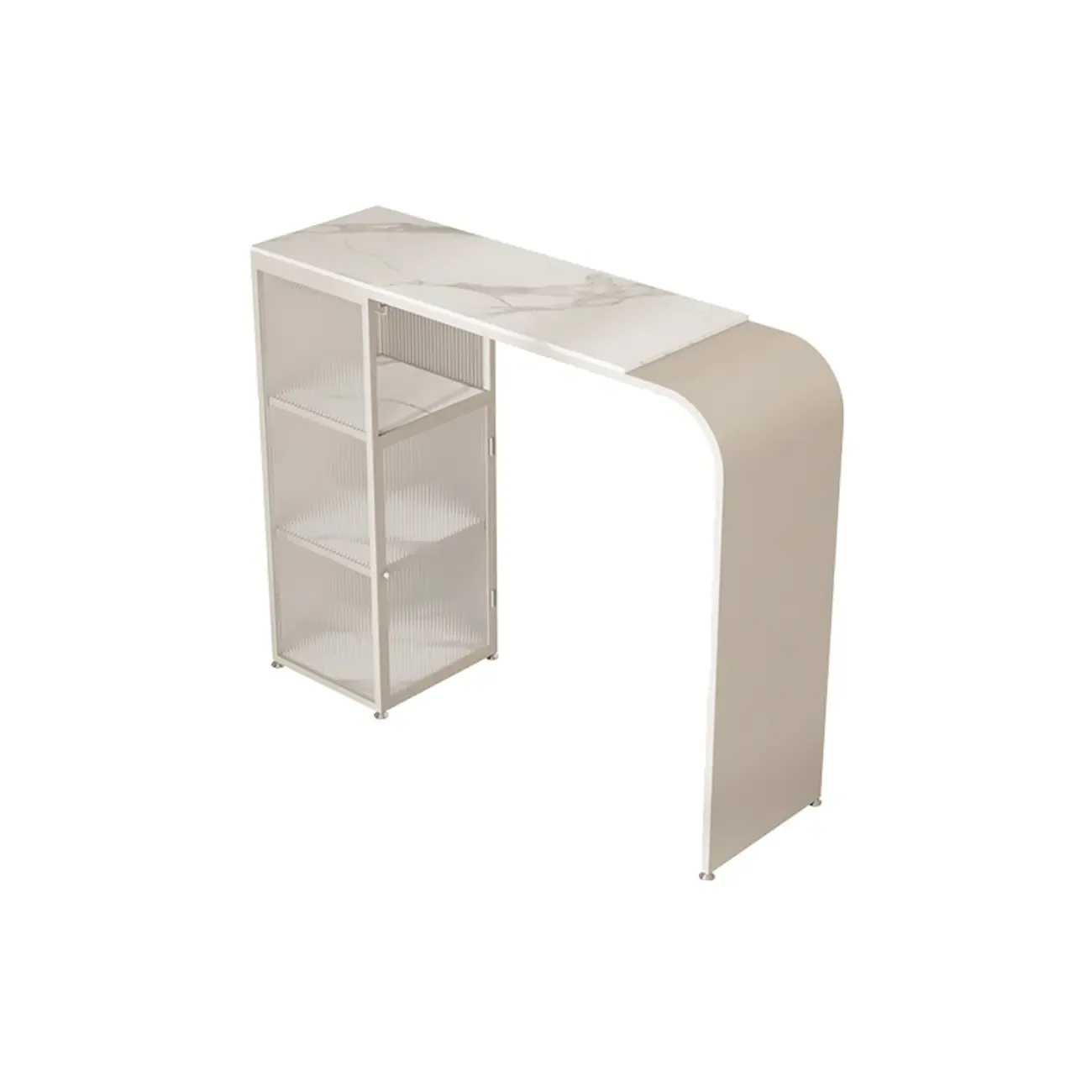 Modern White Stone Top Bar Tables with Storage Image - 7