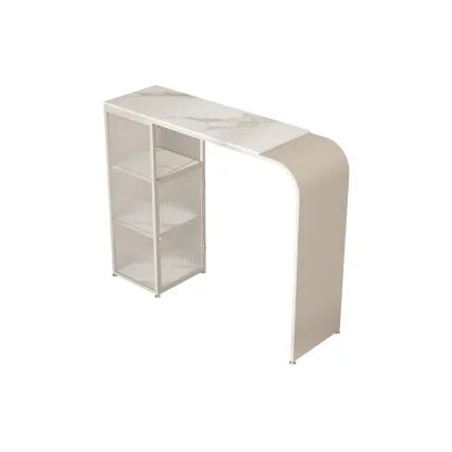 Modern White Stone Top Bar Tables with Storage Image - 7