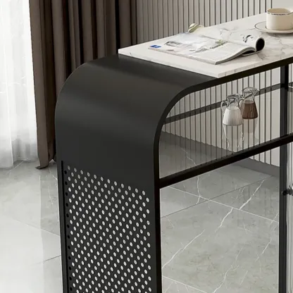 Modern White Stone Top Bar Tables with Storage Image - 9