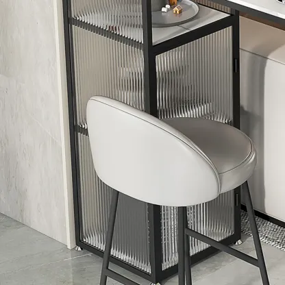 Modern White Stone Top Bar Tables with Storage Image - 11