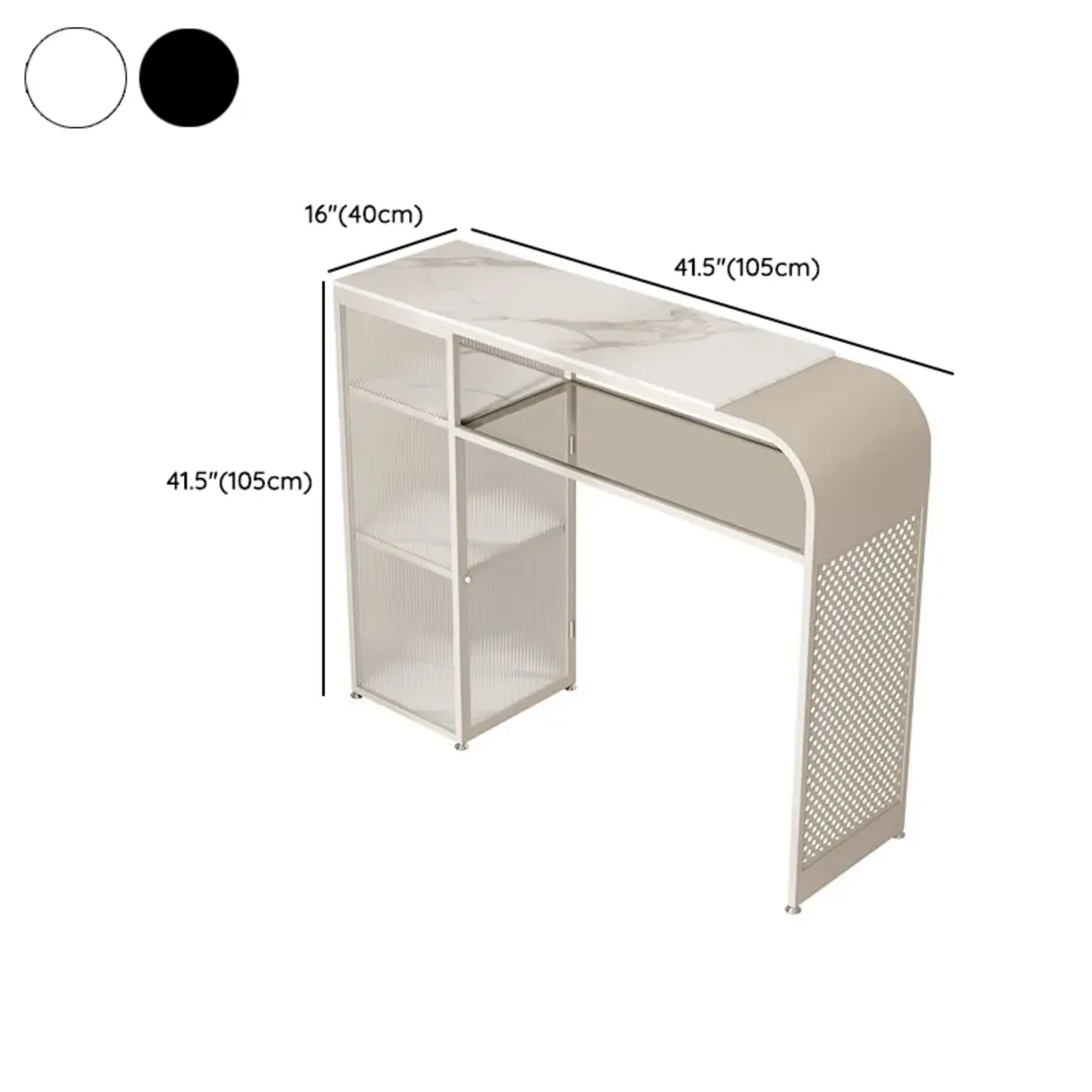 Modern White Stone Top Bar Tables with Storage Image - 13