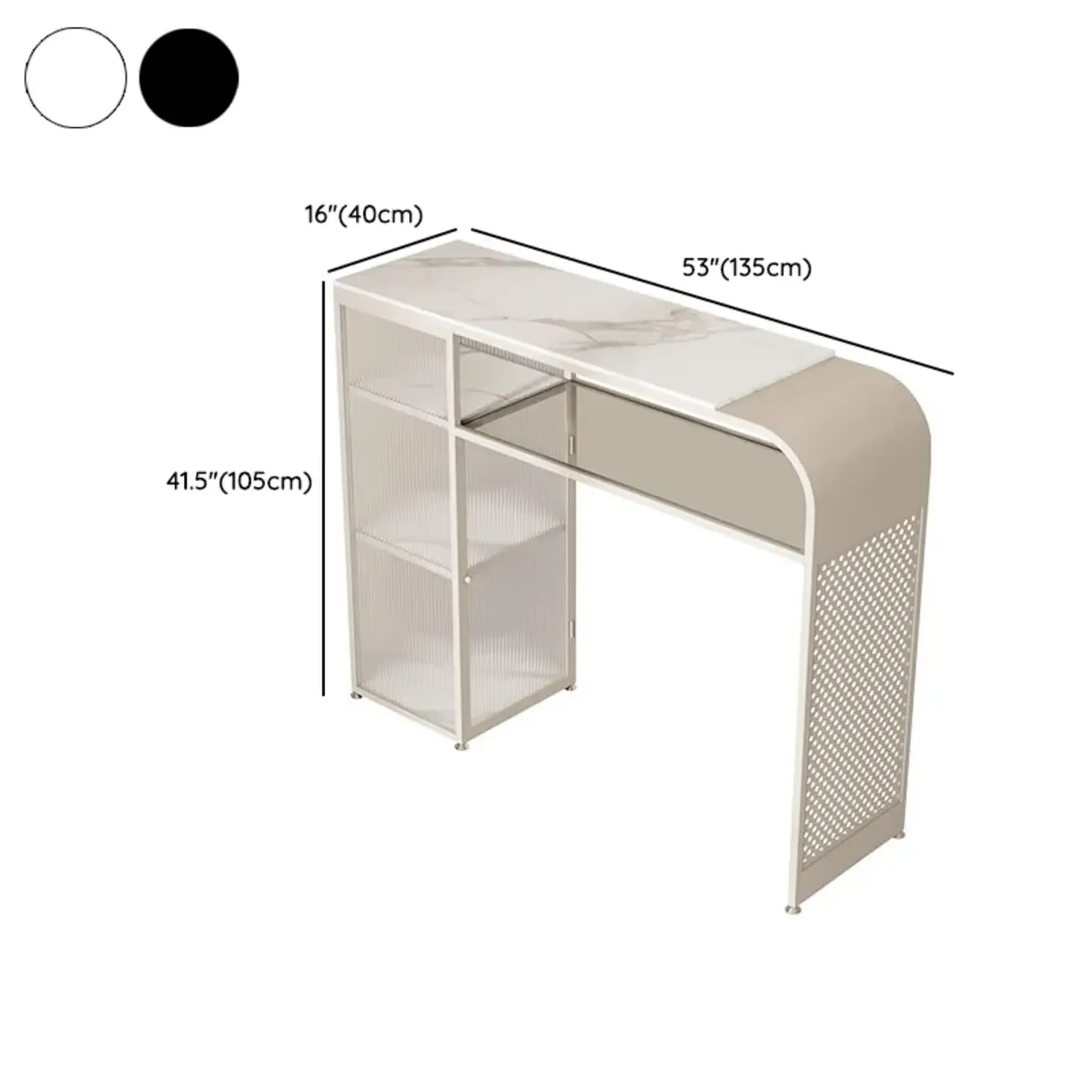 Modern White Stone Top Bar Tables with Storage Image - 16