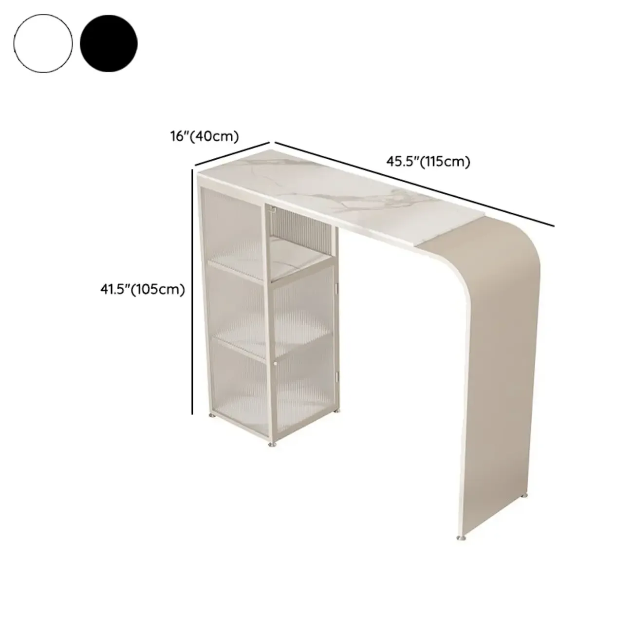 Modern White Stone Top Bar Tables with Storage Image - 19