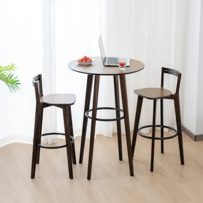 Orbicular Brown Wood Leggy Bar Tables Image - 1