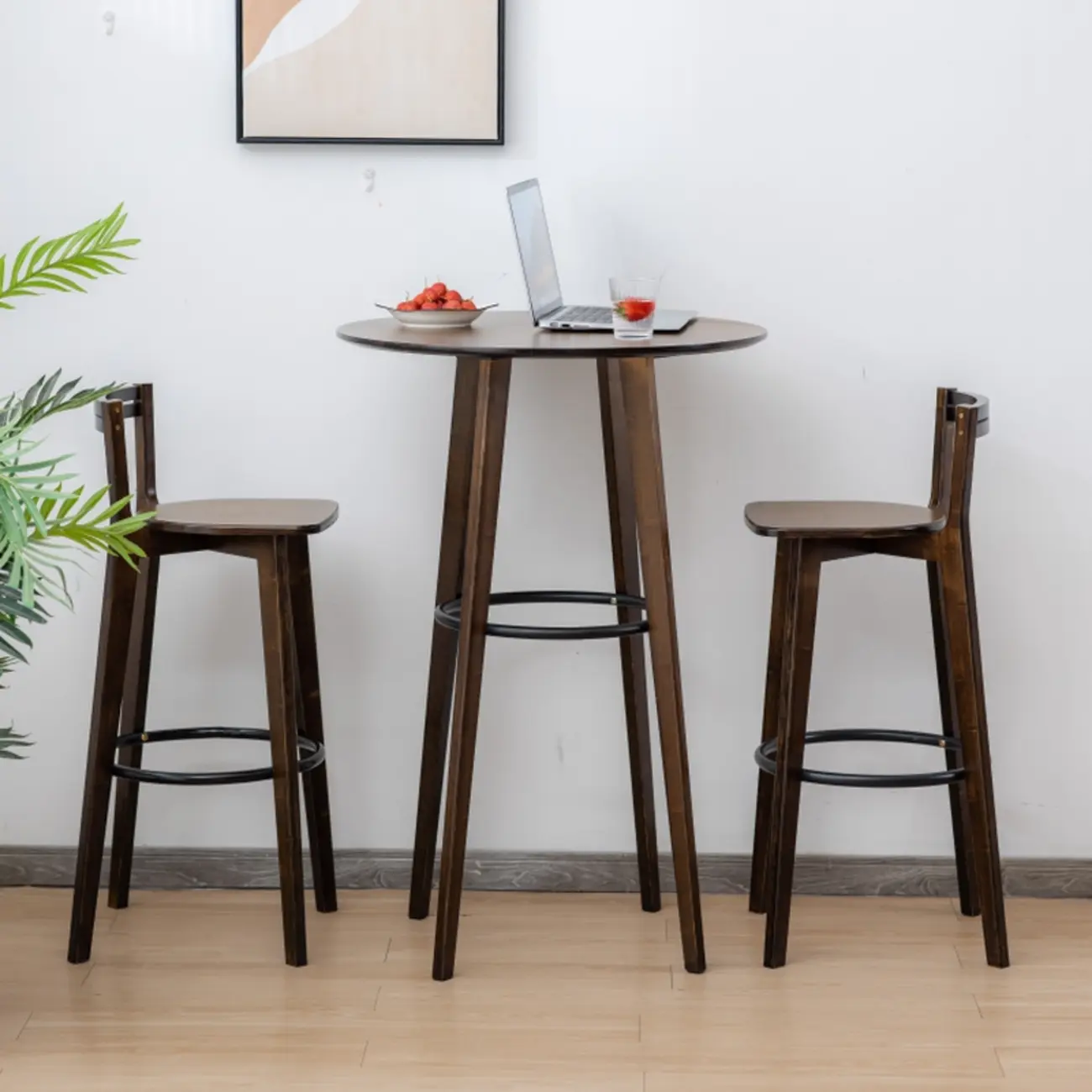 Orbicular Brown Wood Leggy Bar Tables Image - 3 | homeyfad