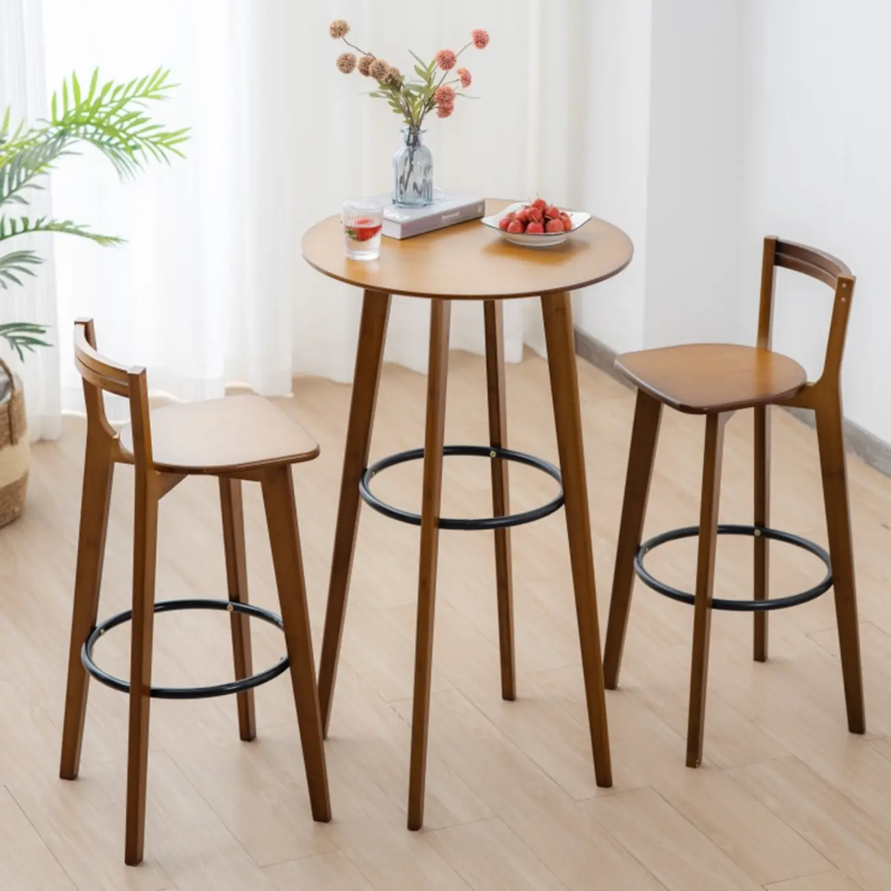 Orbicular Brown Wood Leggy Bar Tables Image - 6 | homeyfad