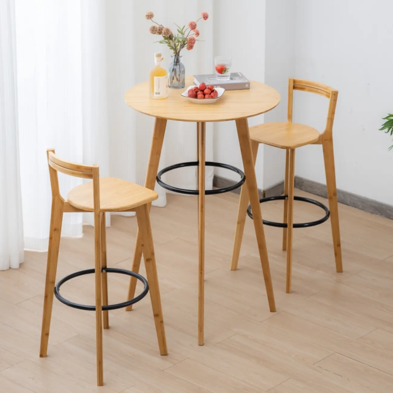 Orbicular Brown Wood Leggy Bar Tables Image - 7 | homeyfad