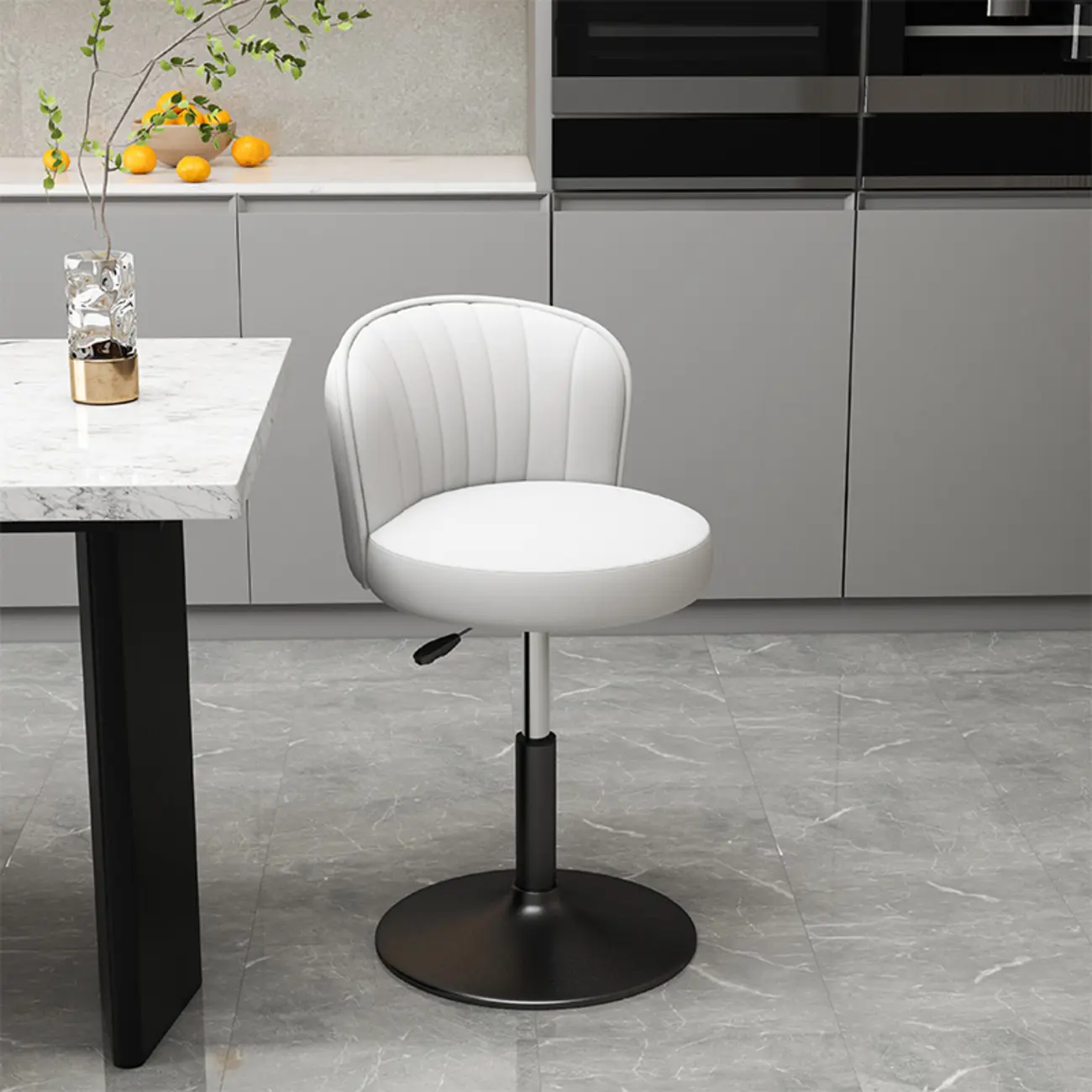 Contemporary Leather Upholstered Bar Stools with Low Back Image - 2 | homeyfad